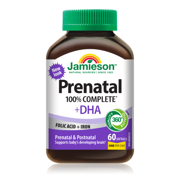 Jamieson 100% Complete Prenatal Multivitamin with DHA 60 Capsules