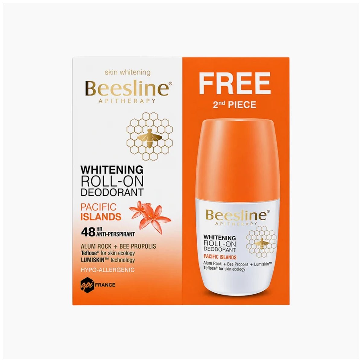 Beesline Whitening Roll-On Deodorant Pacific Island 50ml 1+1 Free