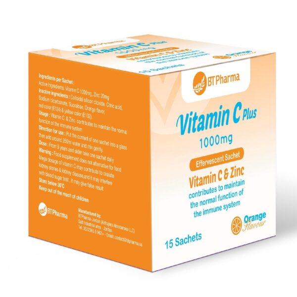 BT PHARMA Vitamin C Plus 1000Mg & Zinc 15 Sachets