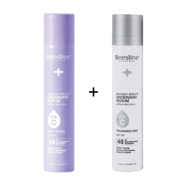 Beesline Radiant Bright Underarm Serum Silky Touch 150ml + Fragrance Free 150ml Offer