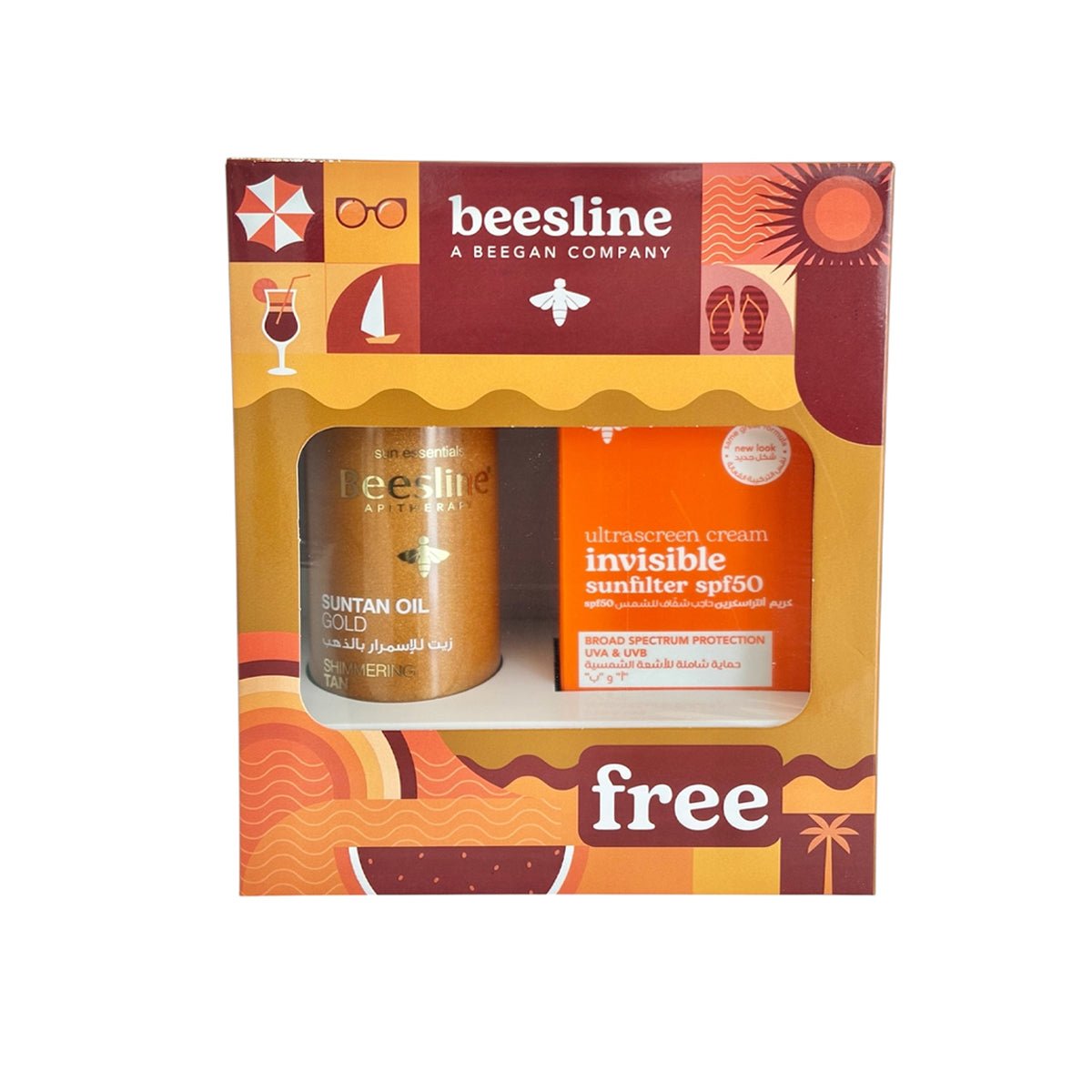 Beesline Gold Tanning Oil 200ml + Invisible SPF50 Sun Block Cream 60ml Free