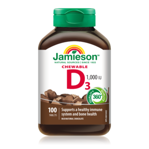Jamieson Vitamin D3 1000 IU Chocolate 100 Chewable Tablets