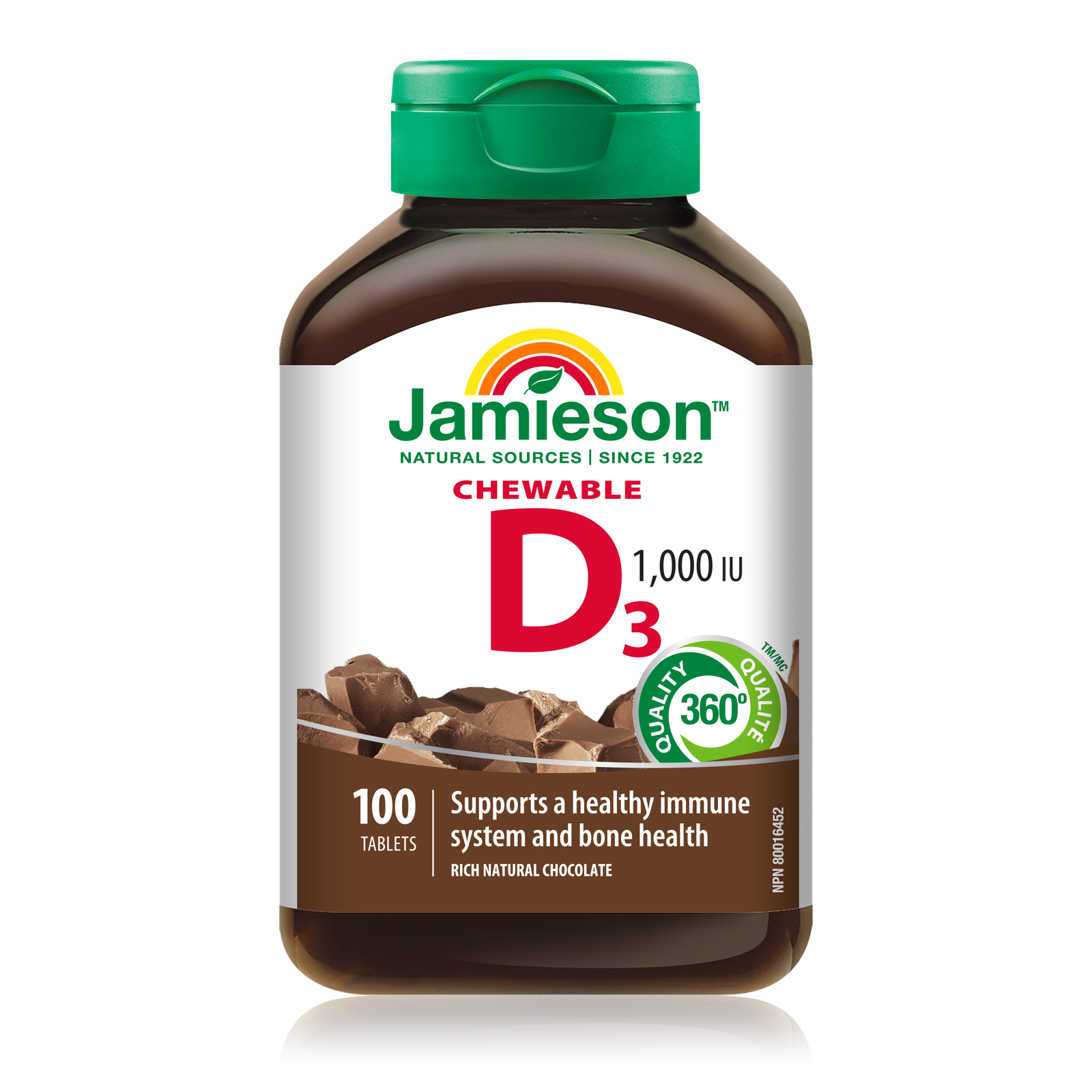 Jamieson Vitamin D3 1000 IU Chocolate 100 Chewable Tablets