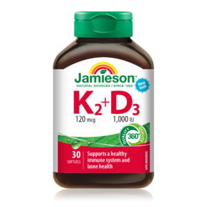 Jamieson Vitamin K2 120mcg & Vitamin D3 1000 IU 30 Softgels