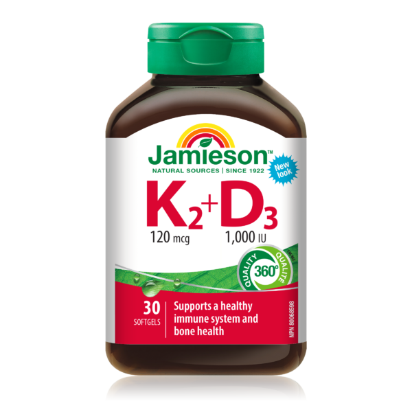 Jamieson Vitamin K2 120mcg & Vitamin D3 1000 IU 30 Softgels
