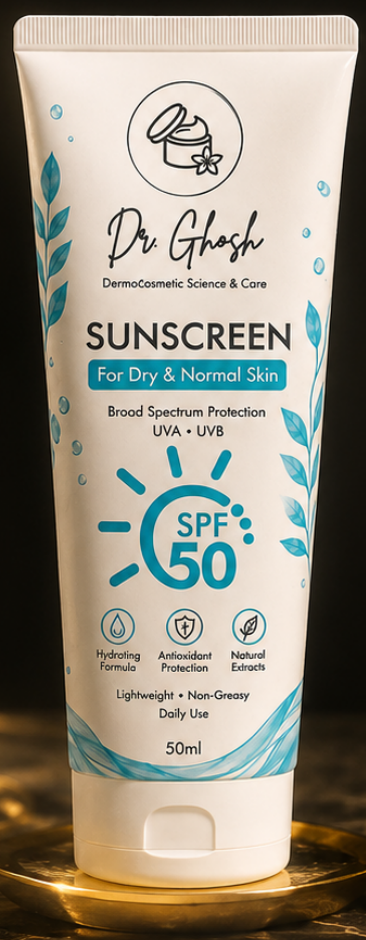 Dr. Ghosh واقي شمس SPF 50 للبشرة الجافة والعادية 50 مل