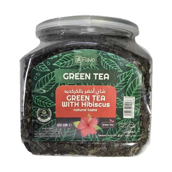 فلافو شاي أخضر بالكركديه 120 غرام | Flavo Green Tea Hibiscus